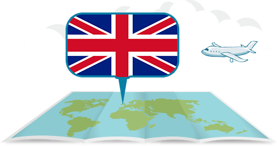 globe with airplane England / United Kingdom / Great Britain