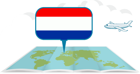 globe with airplane Netherlands